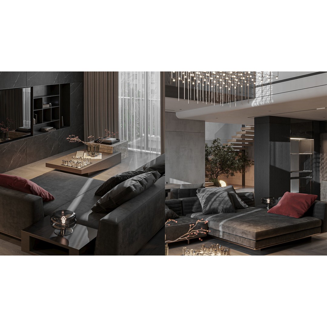 Living Kitchen 3D Model – Interior Design Collection, FBX - View 8