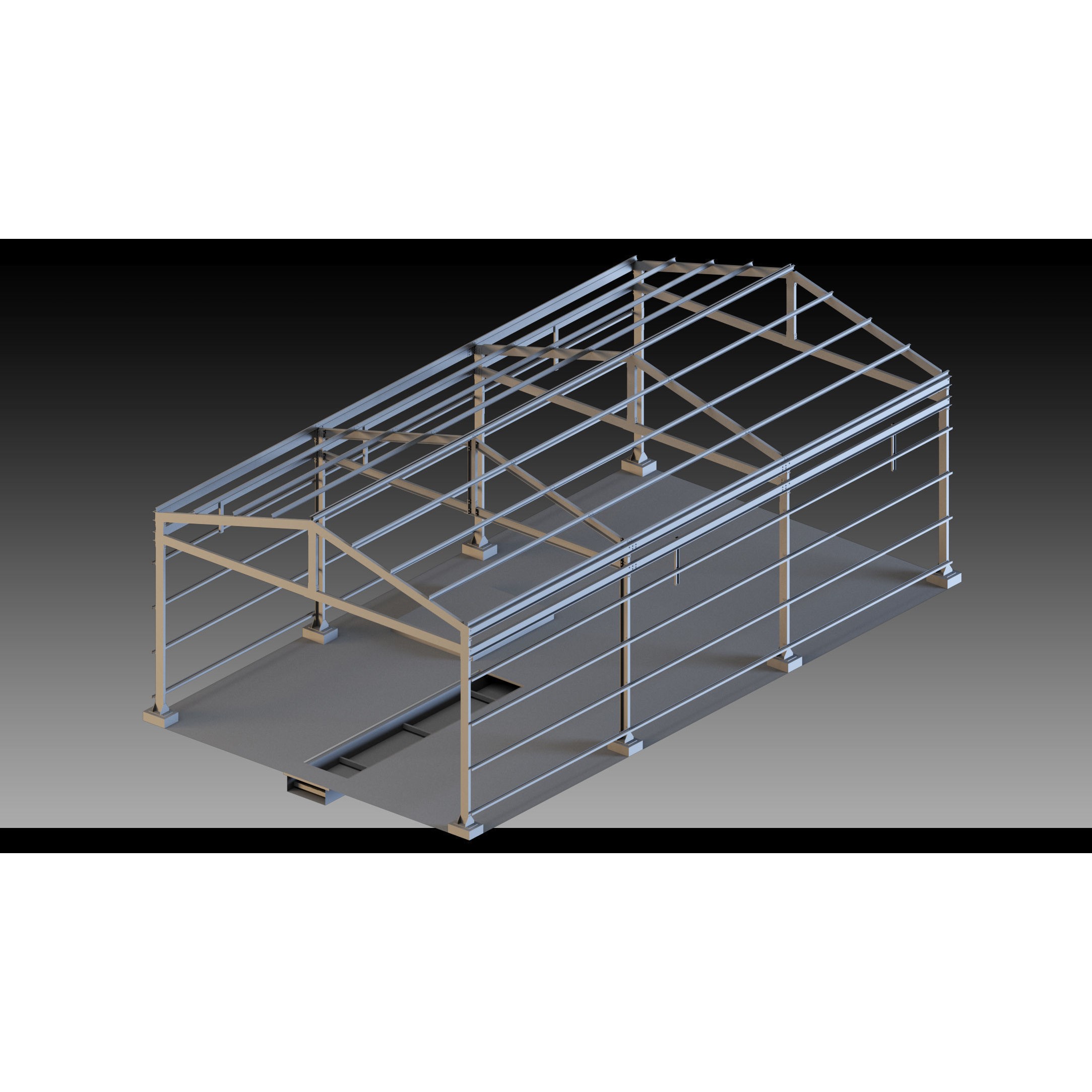 Factory Units and Industrial Shed - High Detail 3D Model - View 12