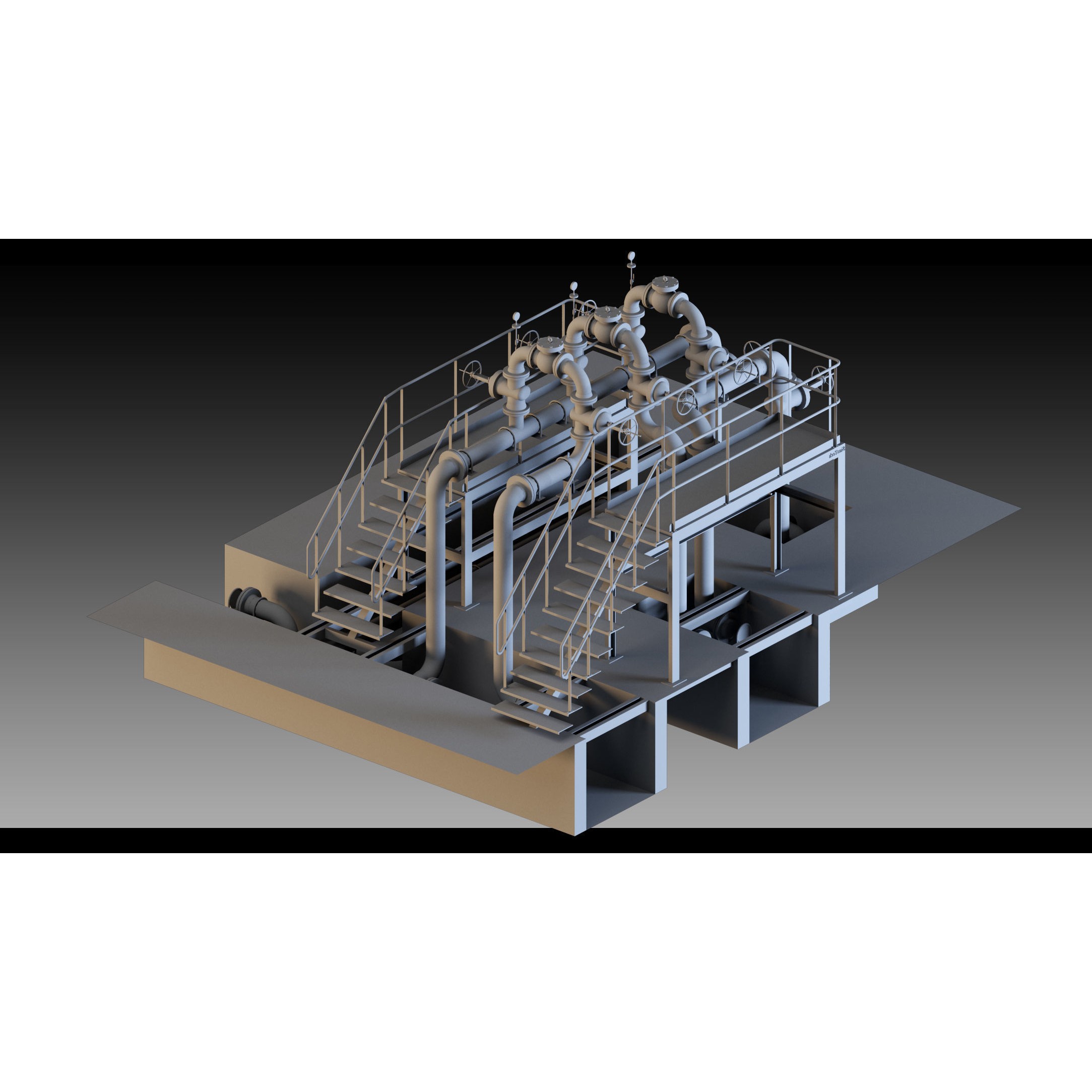 Factory Units and Industrial Shed - High Detail 3D Model - View 14