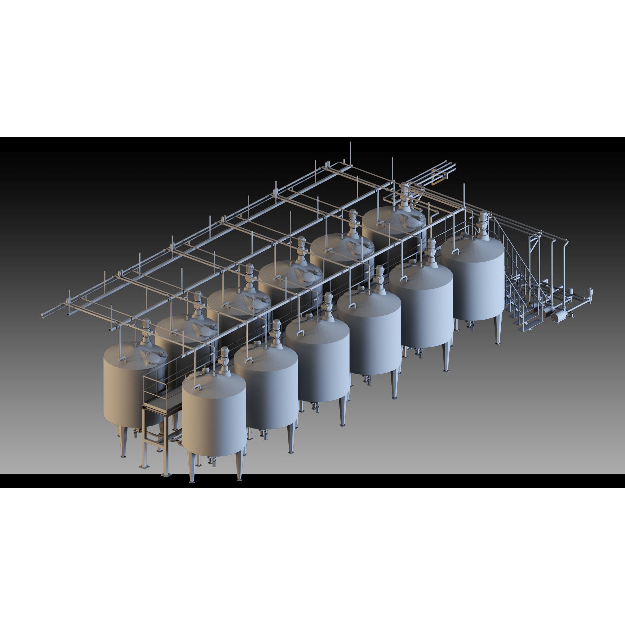 Factory Units and Industrial Shed - High Detail 3D Model - View 15