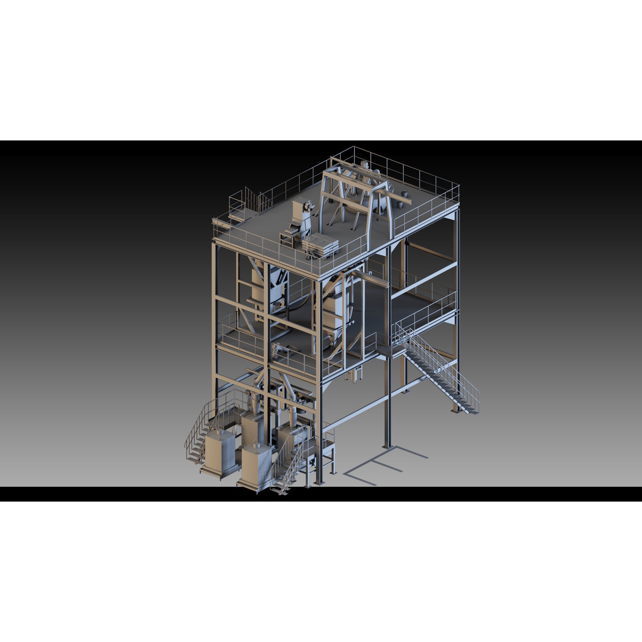 Factory Units and Industrial Shed - High Detail 3D Model - View 16