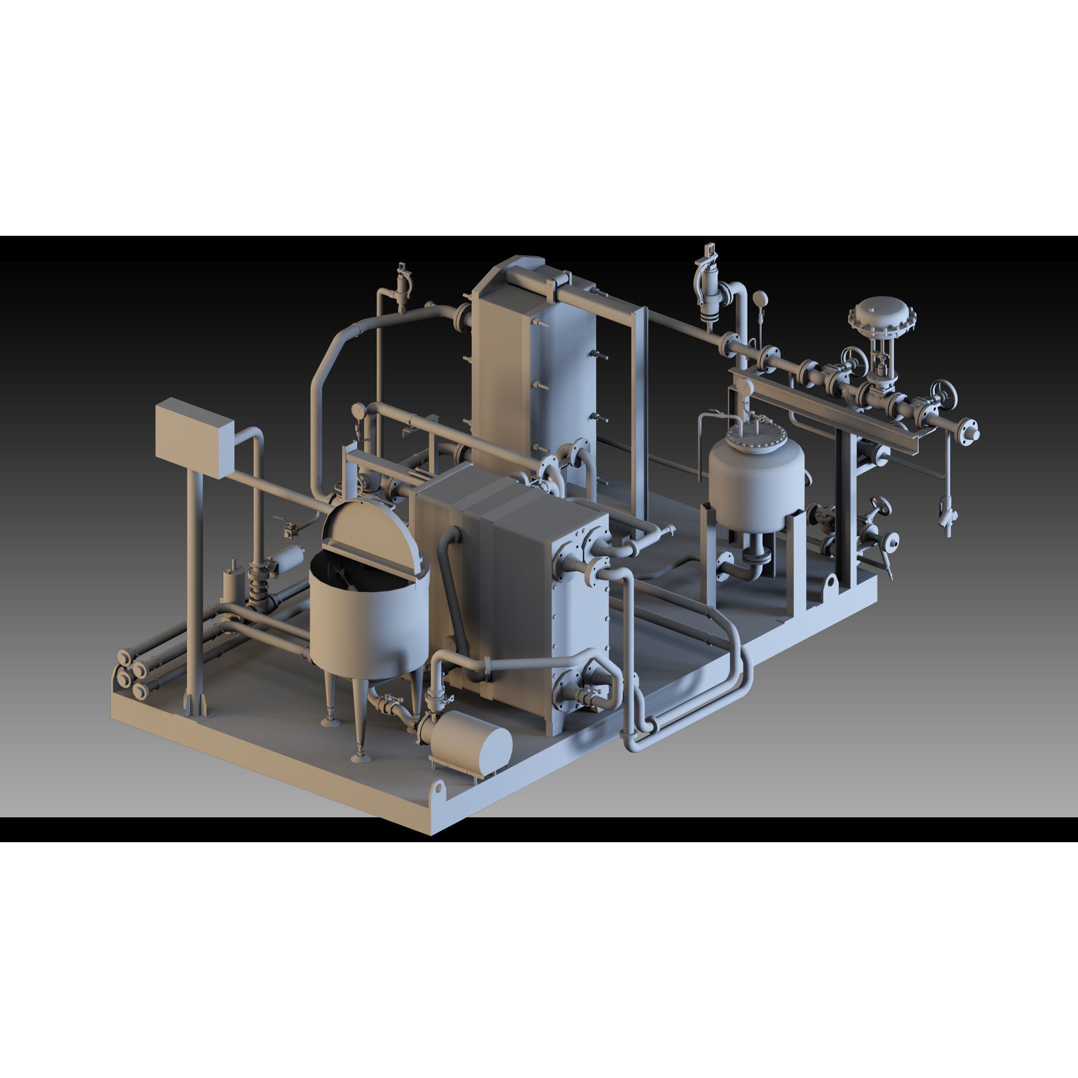 Factory Units and Industrial Shed - High Detail 3D Model - View 4