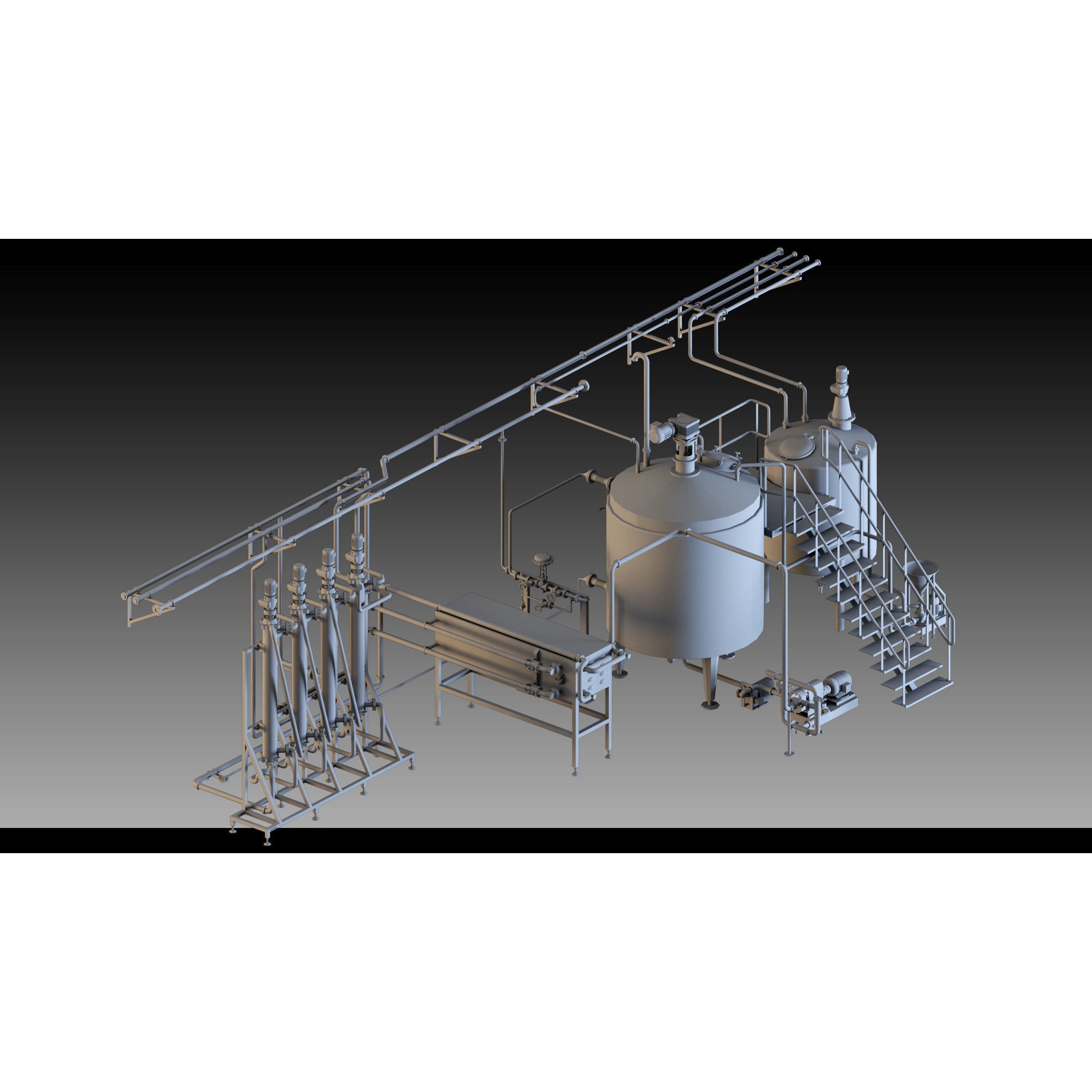 Factory Units and Industrial Shed - High Detail 3D Model - View 6