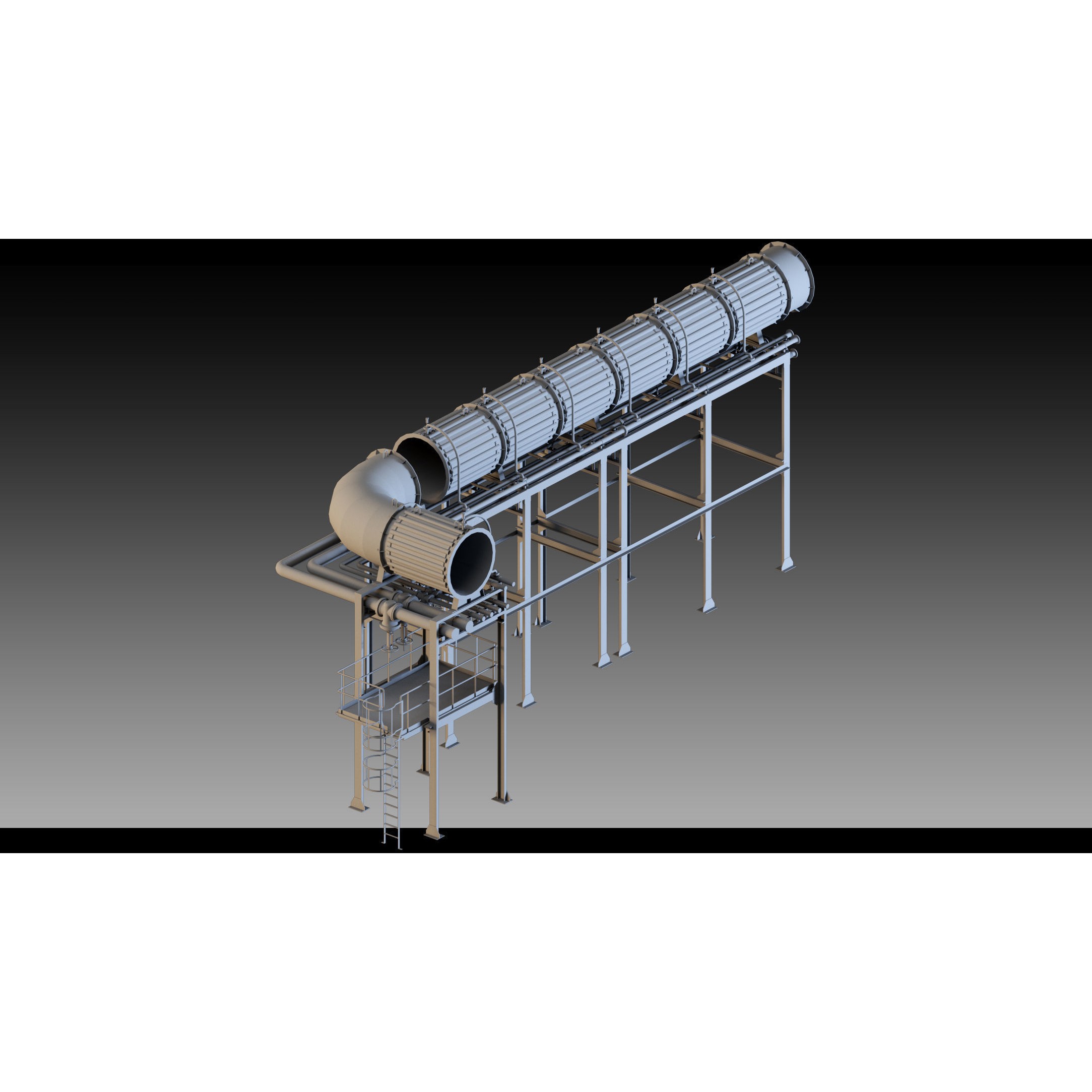 Factory Units and Industrial Shed - High Detail 3D Model - View 9