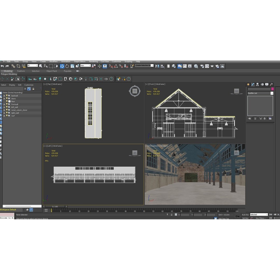 Warehouse Factory Hall 3D Model – Industrial Storage Building, FBX, Blender