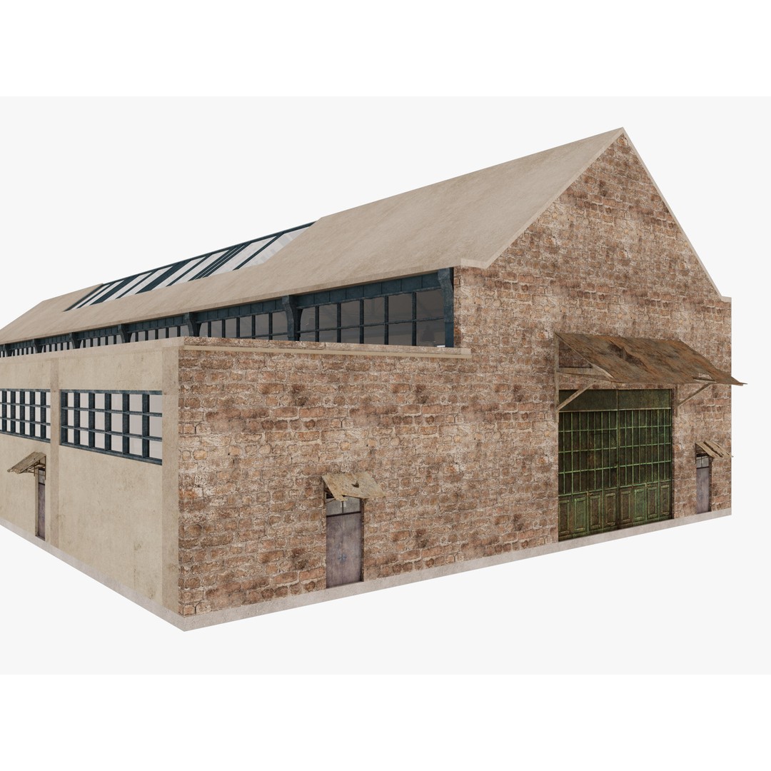 Warehouse Factory Hall 3D Model – Industrial Storage Building, FBX, Blender - View 13