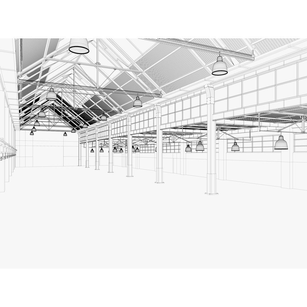 Warehouse Factory Hall 3D Model – Industrial Storage Building, FBX, Blender - View 18