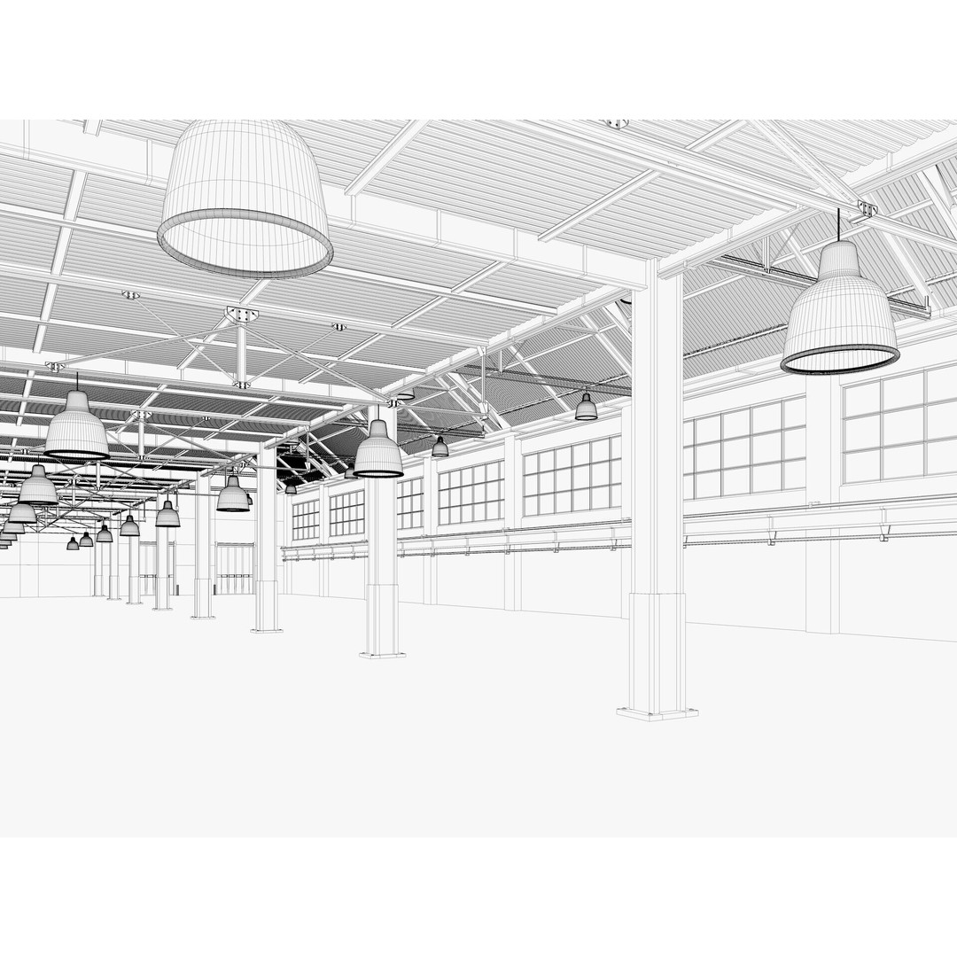 Warehouse Factory Hall 3D Model – Industrial Storage Building, FBX, Blender - View 19