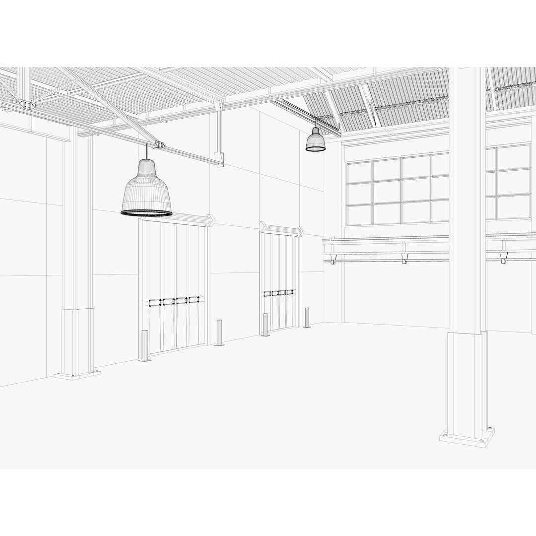 Warehouse Factory Hall 3D Model – Industrial Storage Building, FBX, Blender - View 20