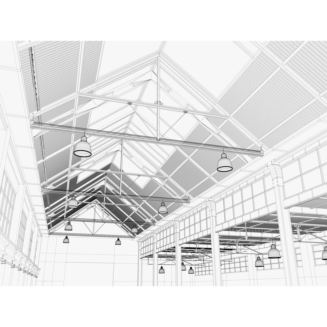 Warehouse Factory Hall 3D Model – Industrial Storage Building, FBX, Blender - View 21