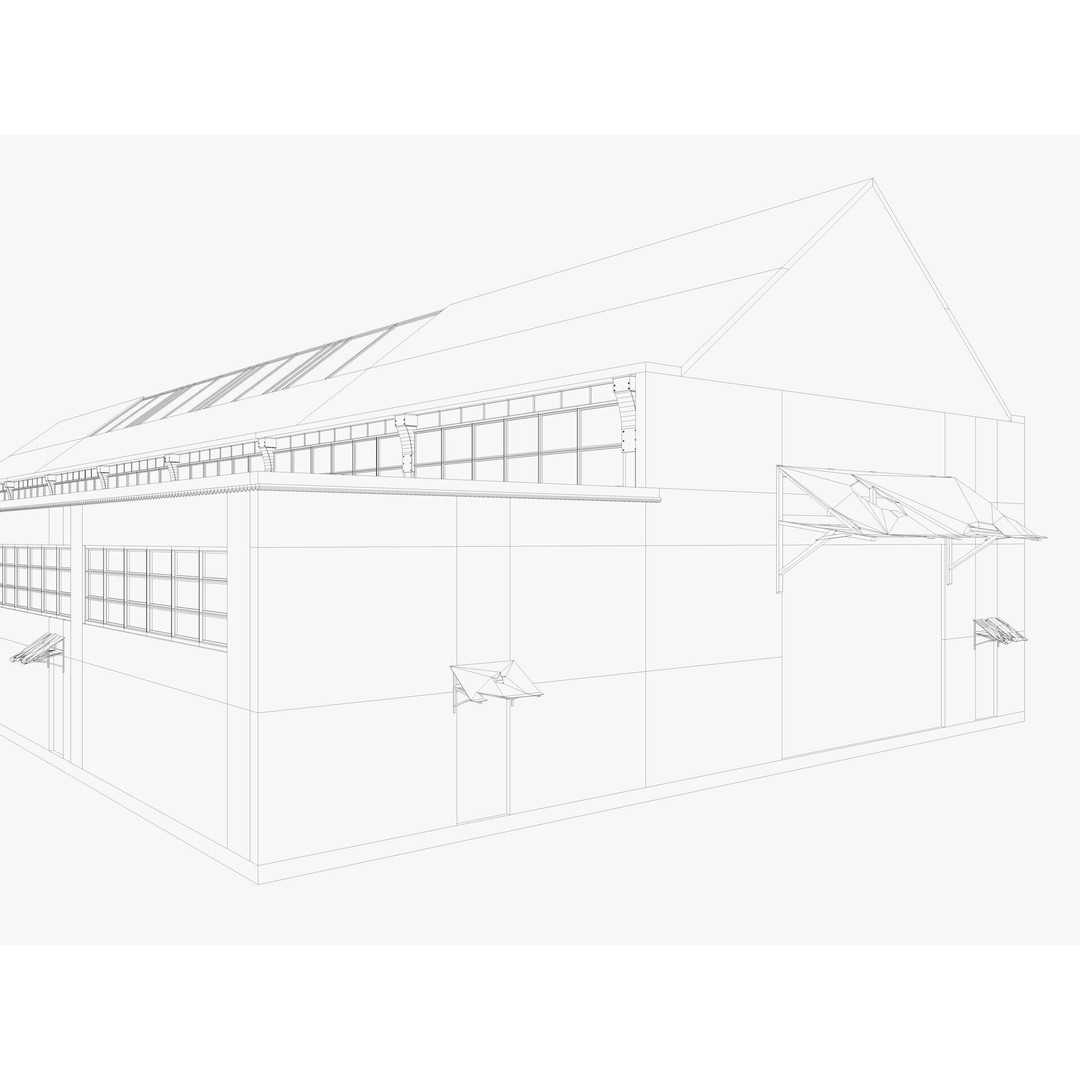 Warehouse Factory Hall 3D Model – Industrial Storage Building, FBX, Blender - View 24