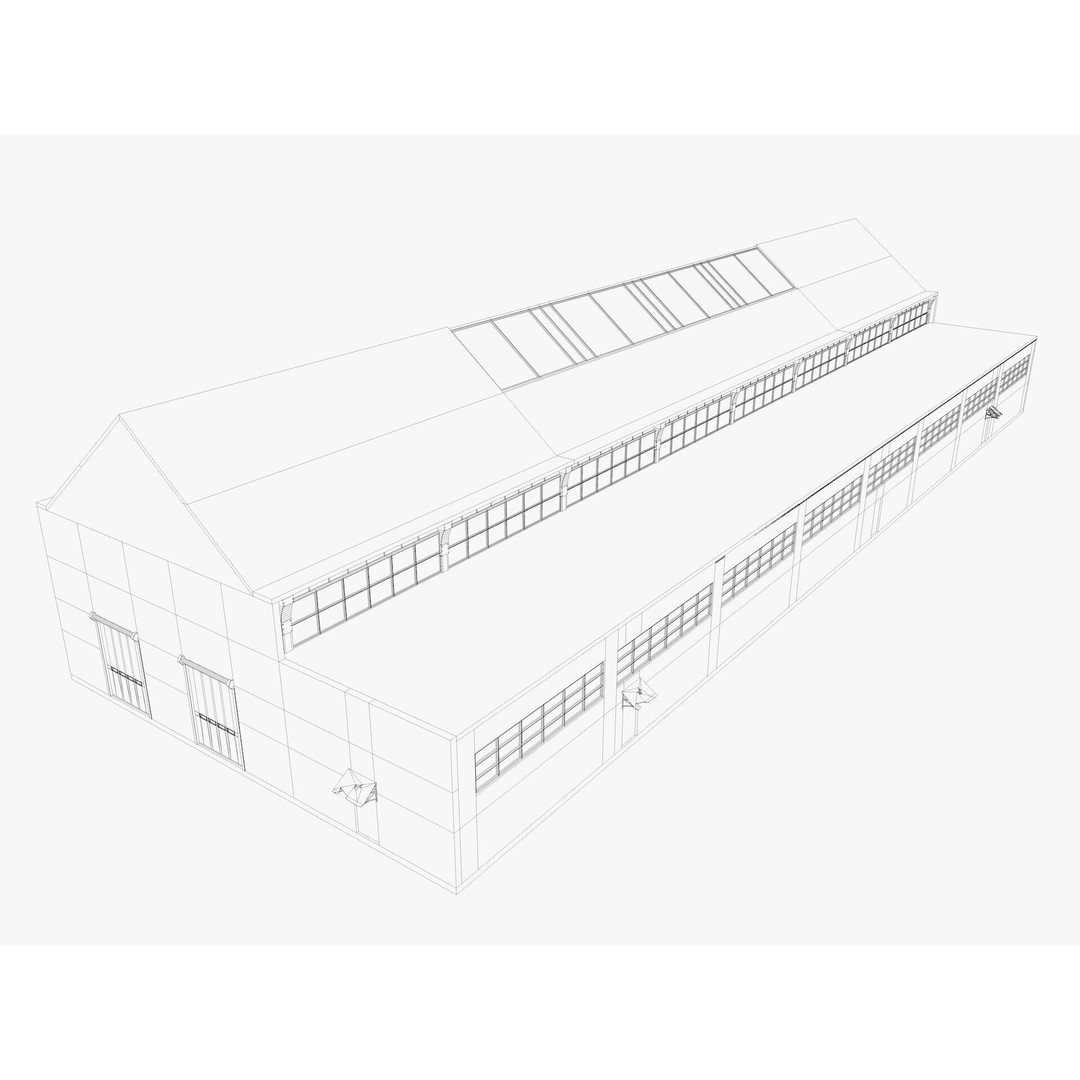 Warehouse Factory Hall 3D Model – Industrial Storage Building, FBX, Blender - View 26
