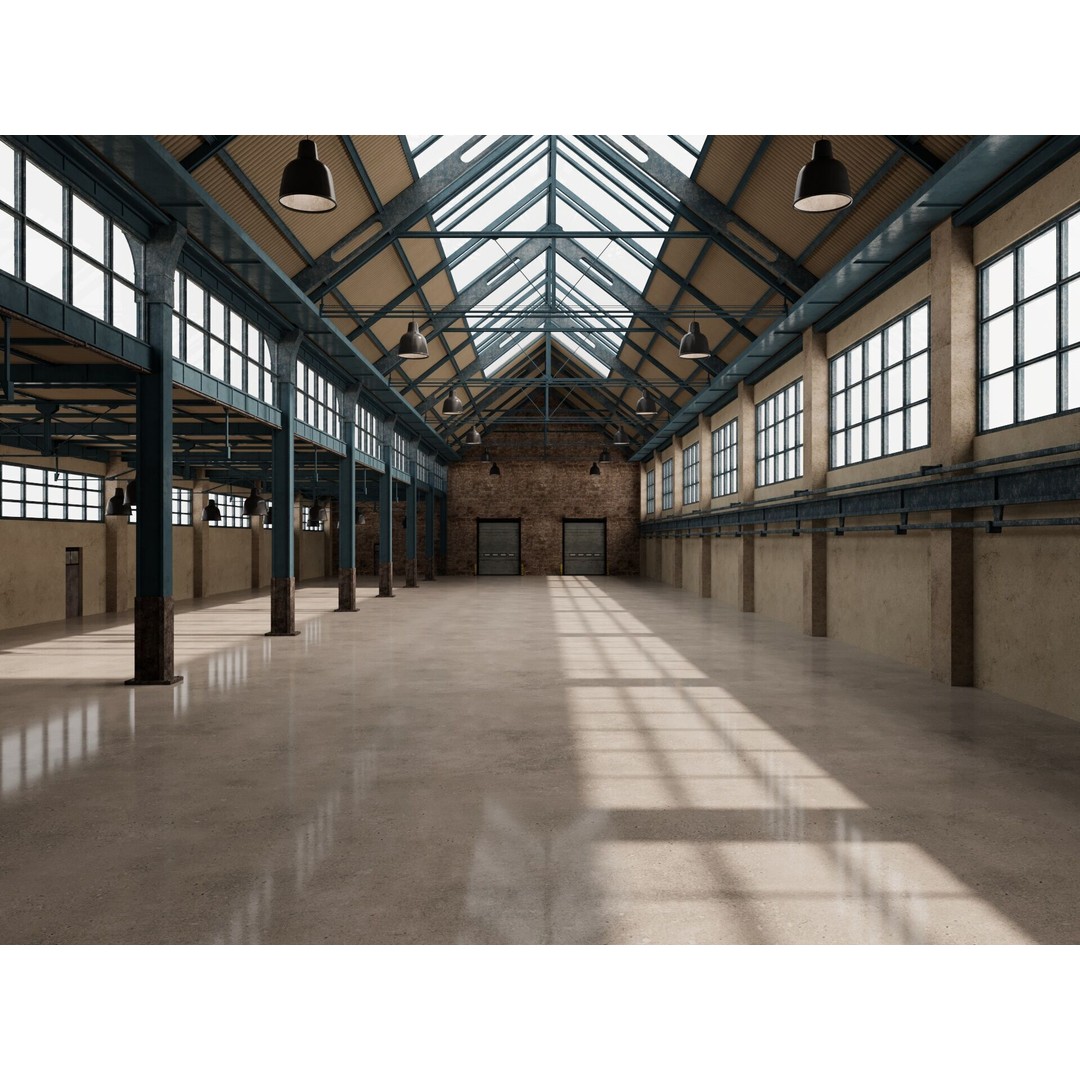 Warehouse Factory Hall 3D Model – Industrial Storage Building, FBX, Blender - View 4