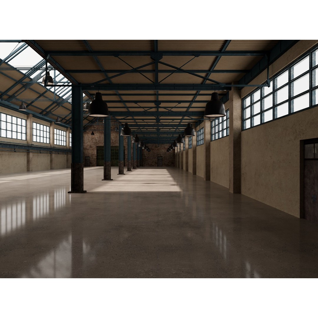 Warehouse Factory Hall 3D Model – Industrial Storage Building, FBX, Blender - View 5