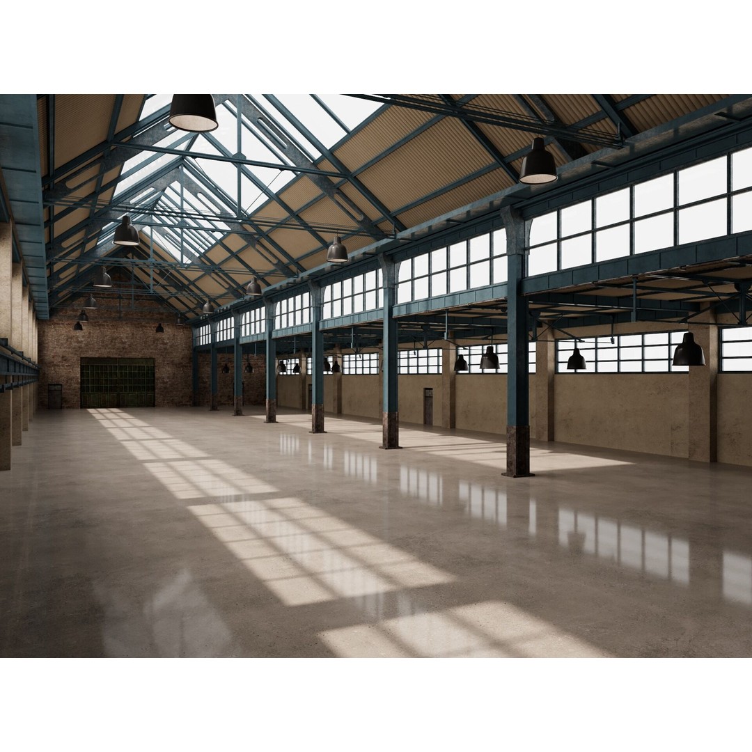 Warehouse Factory Hall 3D Model – Industrial Storage Building, FBX, Blender - View 6