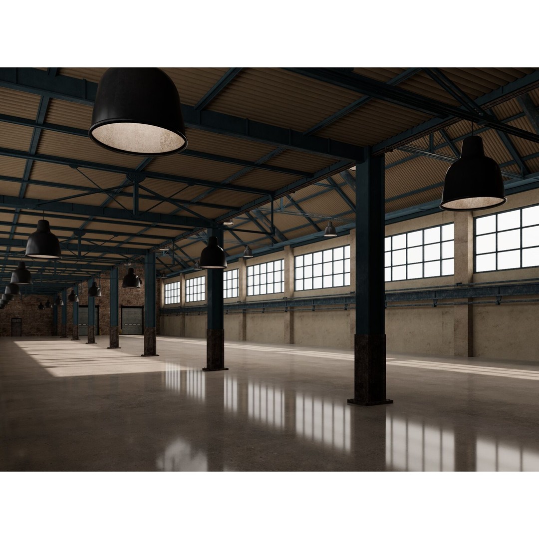 Warehouse Factory Hall 3D Model – Industrial Storage Building, FBX, Blender - View 7