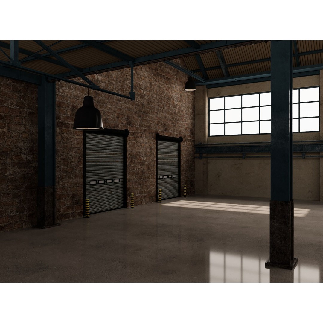 Warehouse Factory Hall 3D Model – Industrial Storage Building, FBX, Blender - View 8