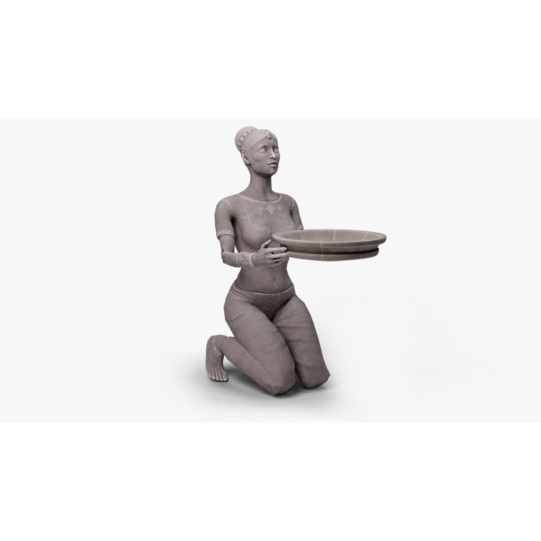 Female Statue 3D Model – Low Poly PBR Game Asset, FBX, OBJ - View 10