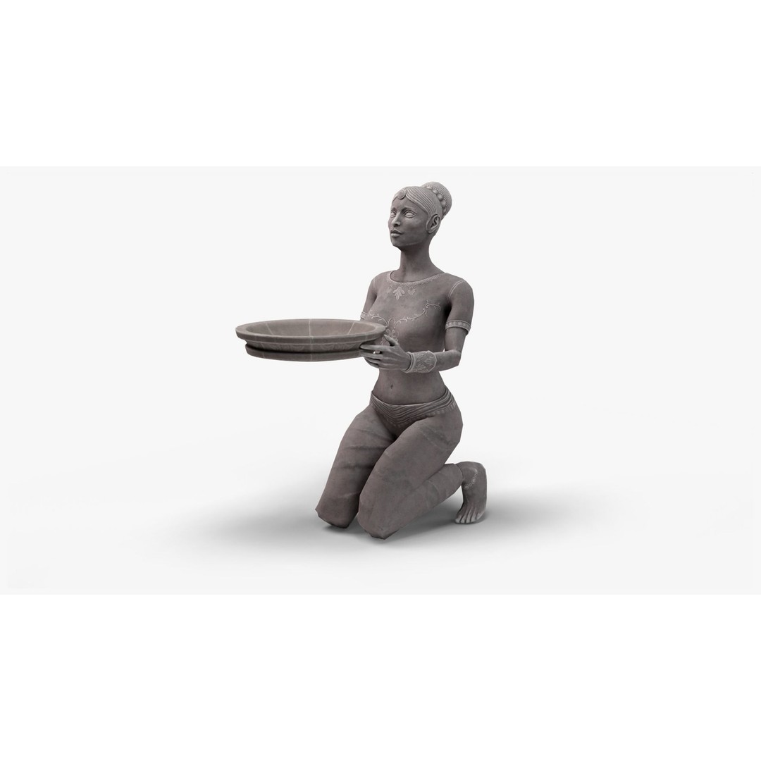 Female Statue 3D Model – Low Poly PBR Game Asset, FBX, OBJ - View 11