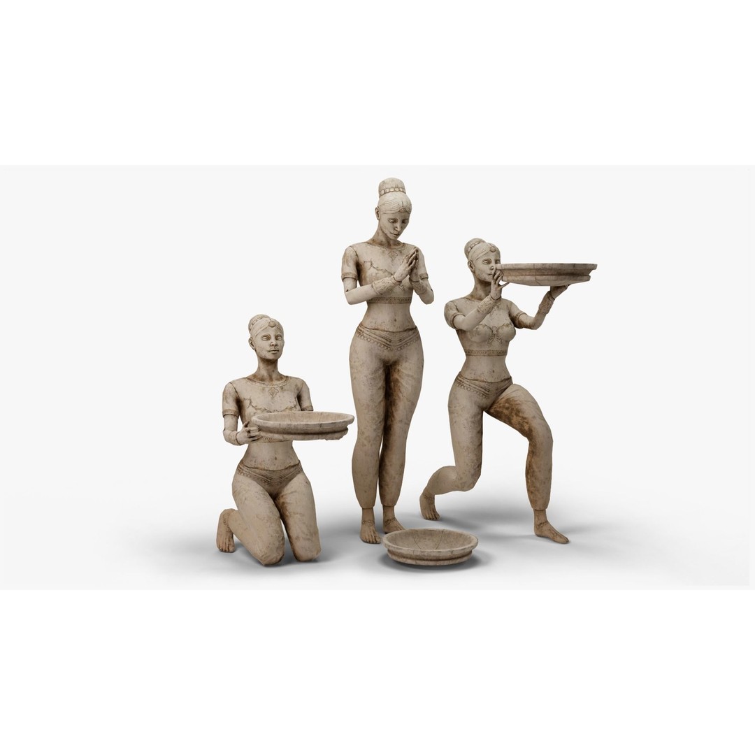 Female Statue 3D Model – Low Poly PBR Game Asset, FBX, OBJ - View 19