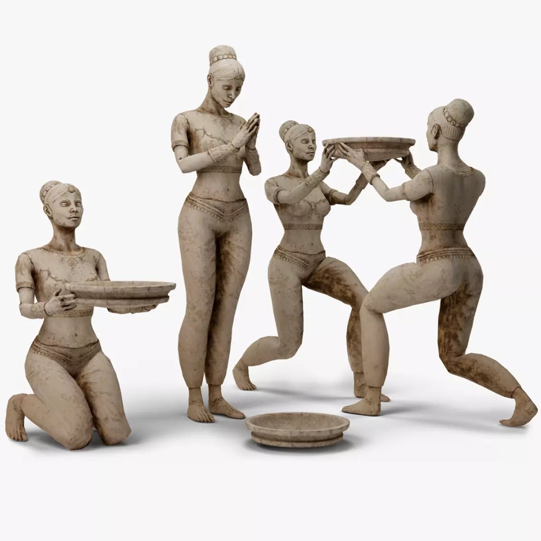 Female Statue 3D Model – Low Poly PBR Game Asset, FBX, OBJ - View 2
