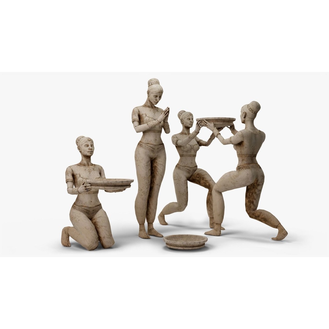 Female Statue 3D Model – Low Poly PBR Game Asset, FBX, OBJ - View 22