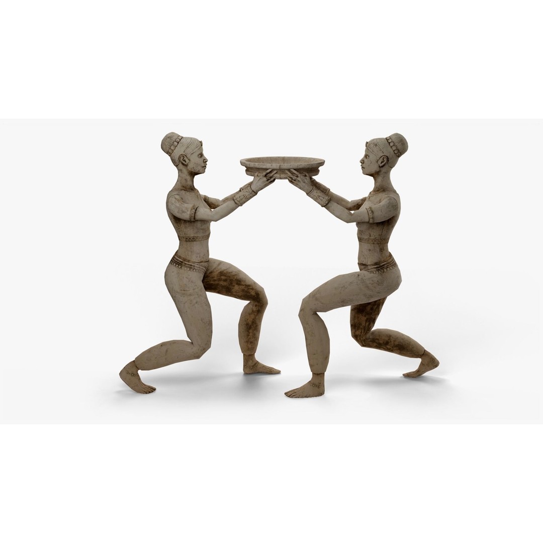 Female Statue 3D Model – Low Poly PBR Game Asset, FBX, OBJ - View 23
