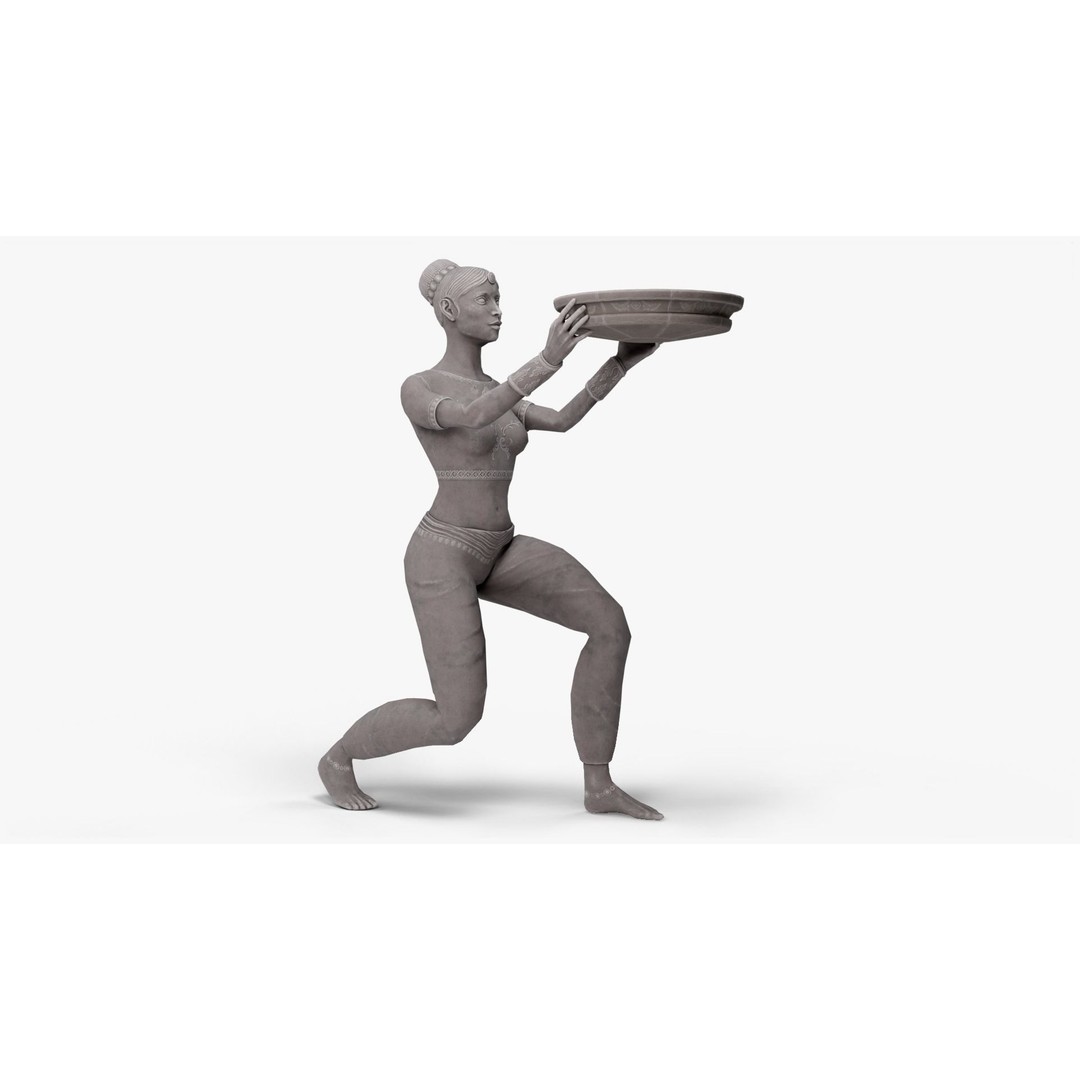 Female Statue 3D Model – Low Poly PBR Game Asset, FBX, OBJ - View 7