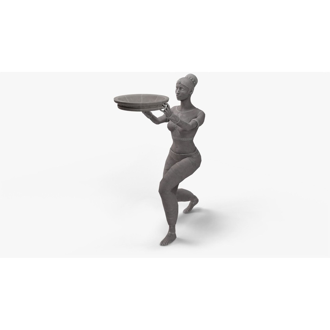 Female Statue 3D Model – Low Poly PBR Game Asset, FBX, OBJ - View 9