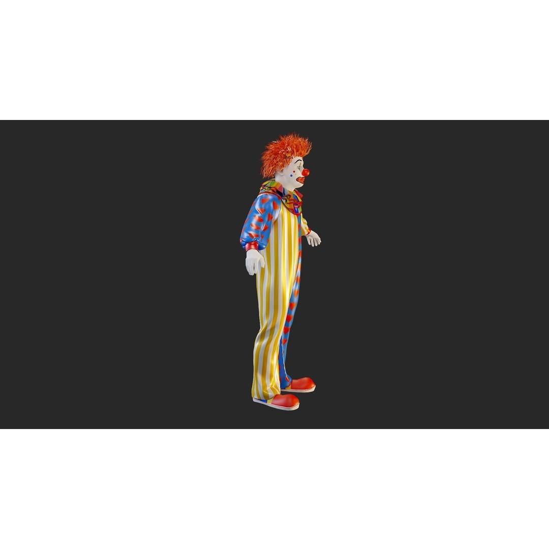Clown Male 3D Model – High Poly T-Pose Character for Animation - View 10