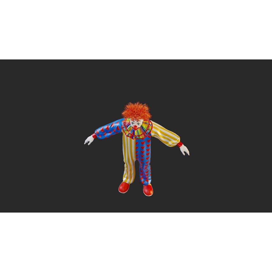 Clown Male 3D Model – High Poly T-Pose Character for Animation - View 15