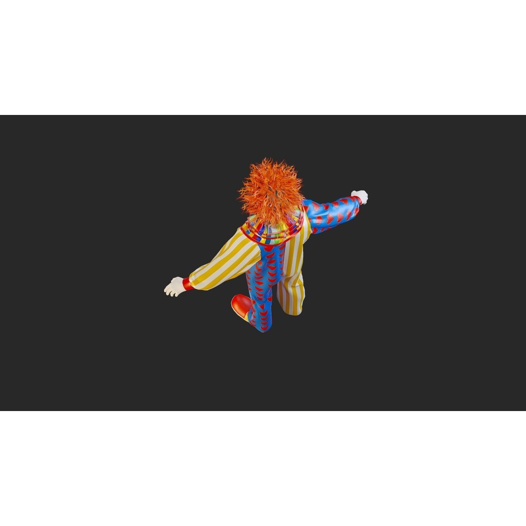 Clown Male 3D Model – High Poly T-Pose Character for Animation - View 17