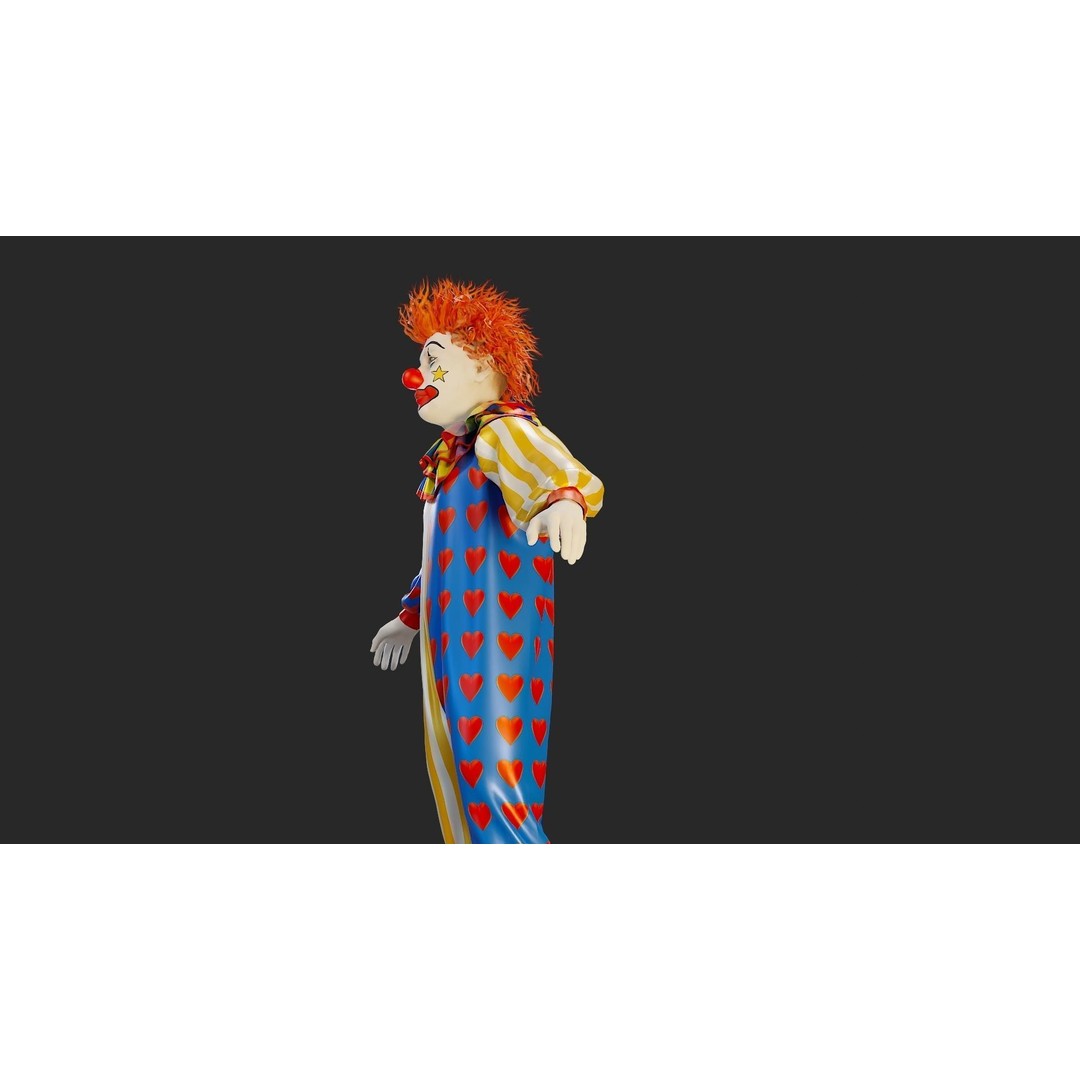 Clown Male 3D Model – High Poly T-Pose Character for Animation - View 18