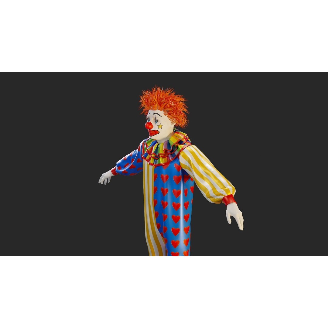 Clown Male 3D Model – High Poly T-Pose Character for Animation - View 19