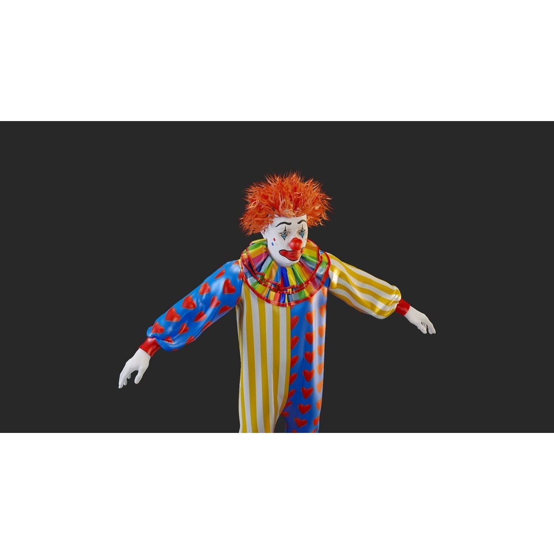 Clown Male 3D Model – High Poly T-Pose Character for Animation - View 20