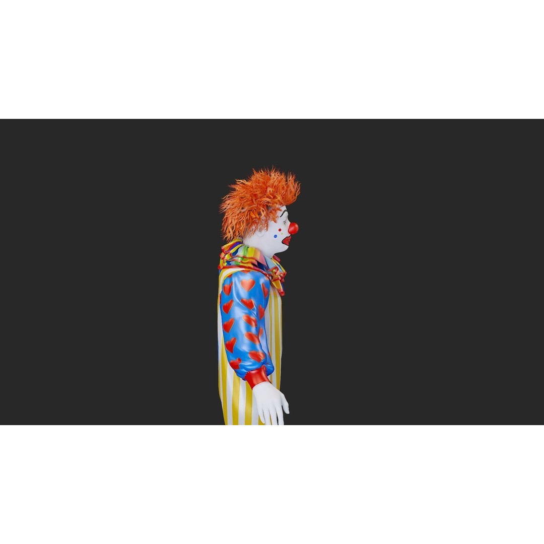 Clown Male 3D Model – High Poly T-Pose Character for Animation - View 21
