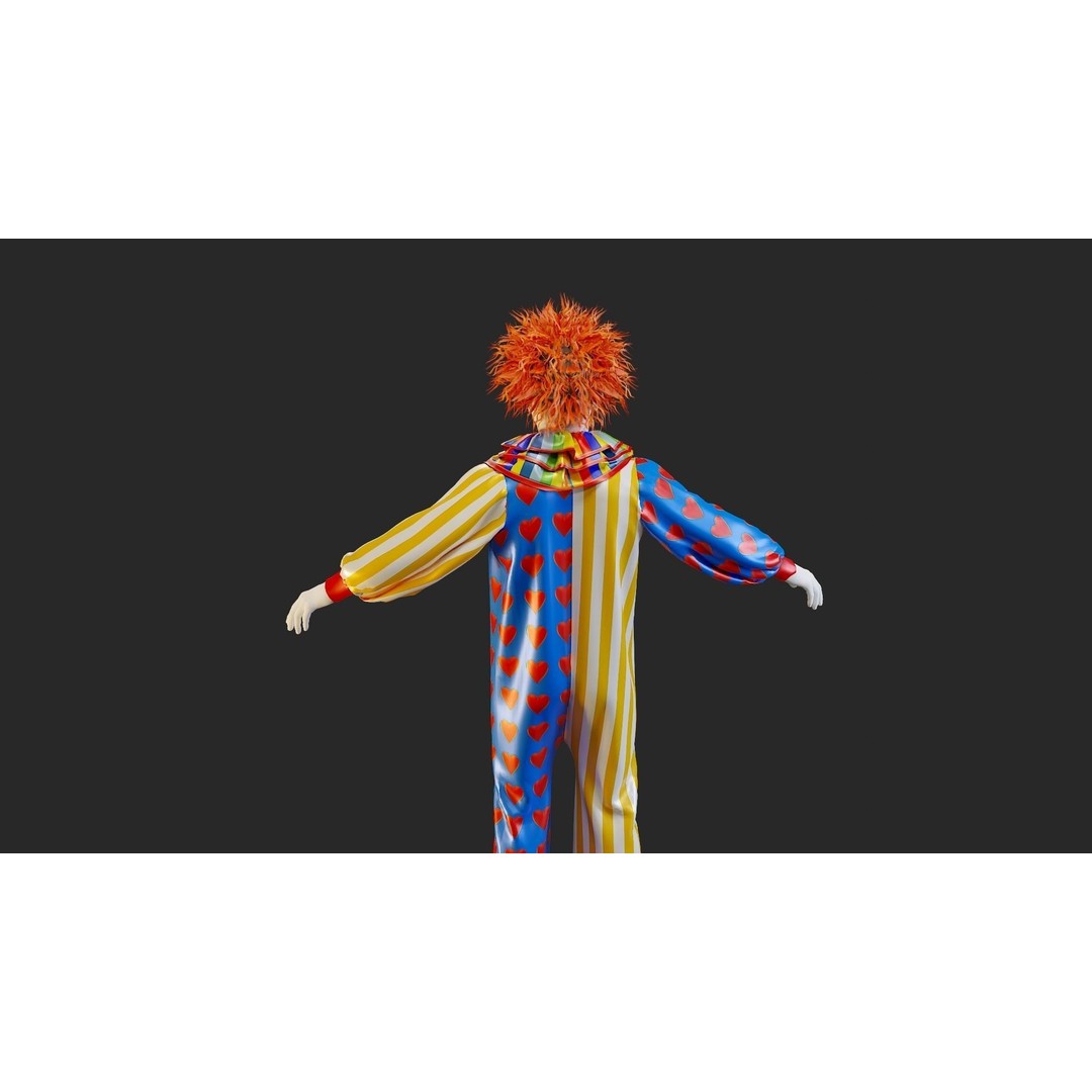 Clown Male 3D Model – High Poly T-Pose Character for Animation - View 22