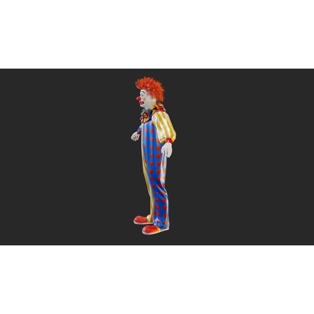 Clown Male 3D Model – High Poly T-Pose Character for Animation - View 4