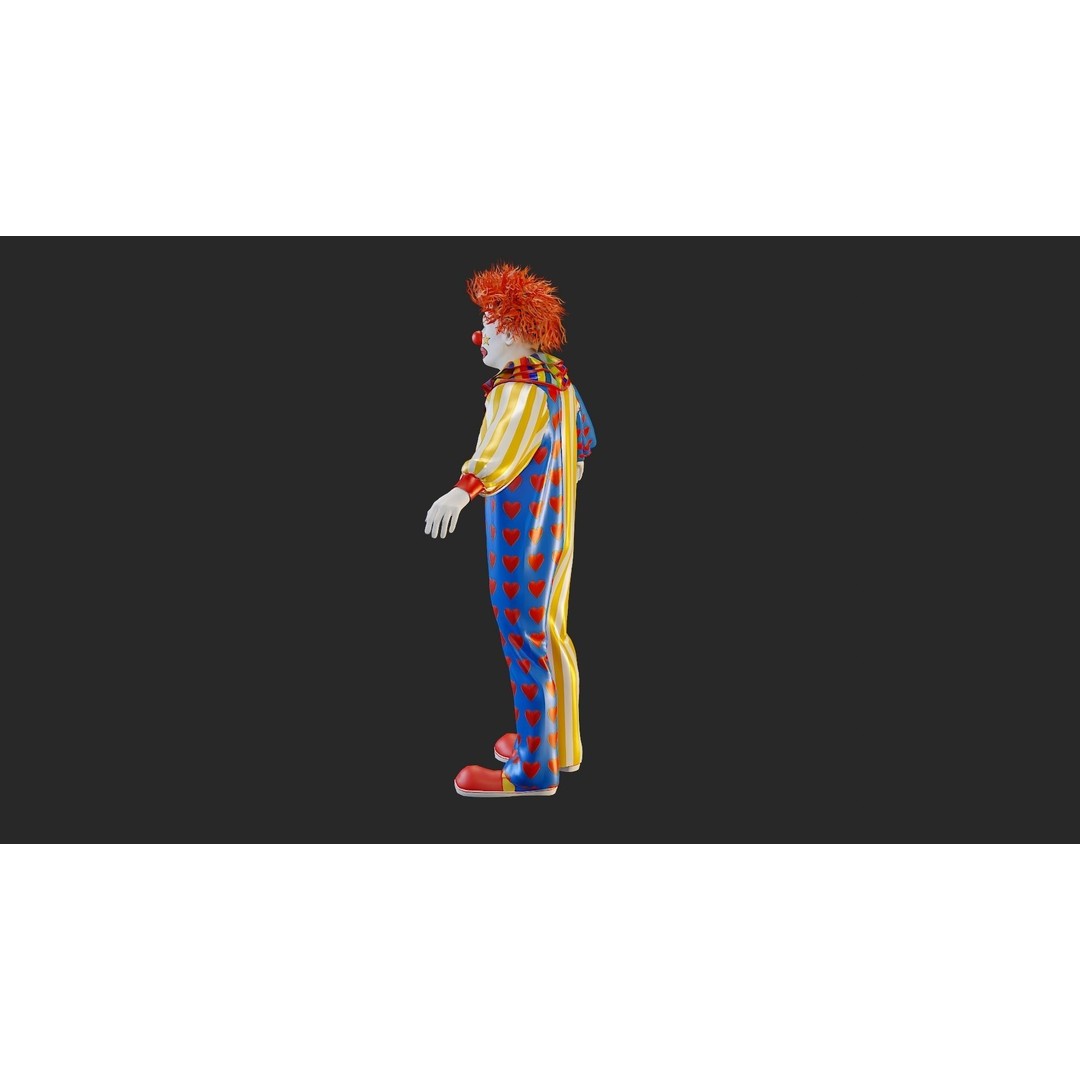 Clown Male 3D Model – High Poly T-Pose Character for Animation - View 5