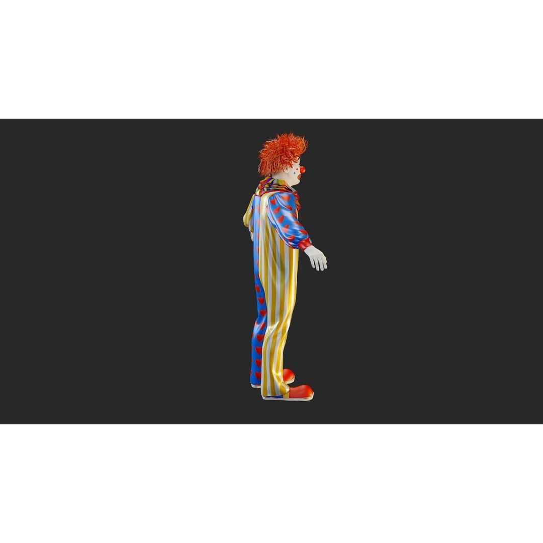 Clown Male 3D Model – High Poly T-Pose Character for Animation - View 9