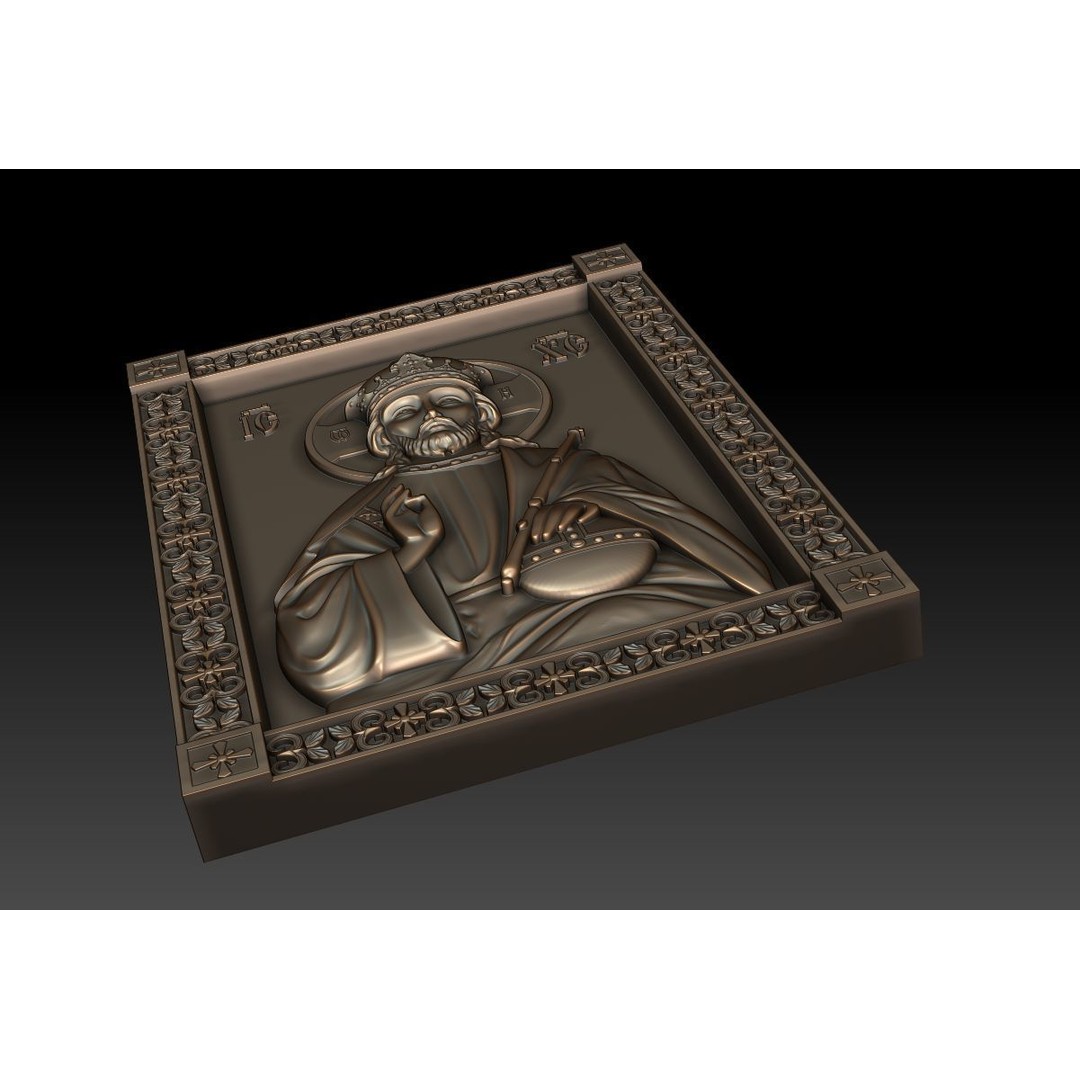 Christ Pantocrator 3D Model – Orthodox Icon for CNC Milling - View 4