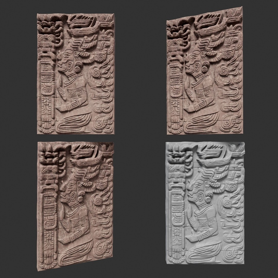 Mayan Temple Wall 3D Model – Low Poly Architectural Asset, FBX