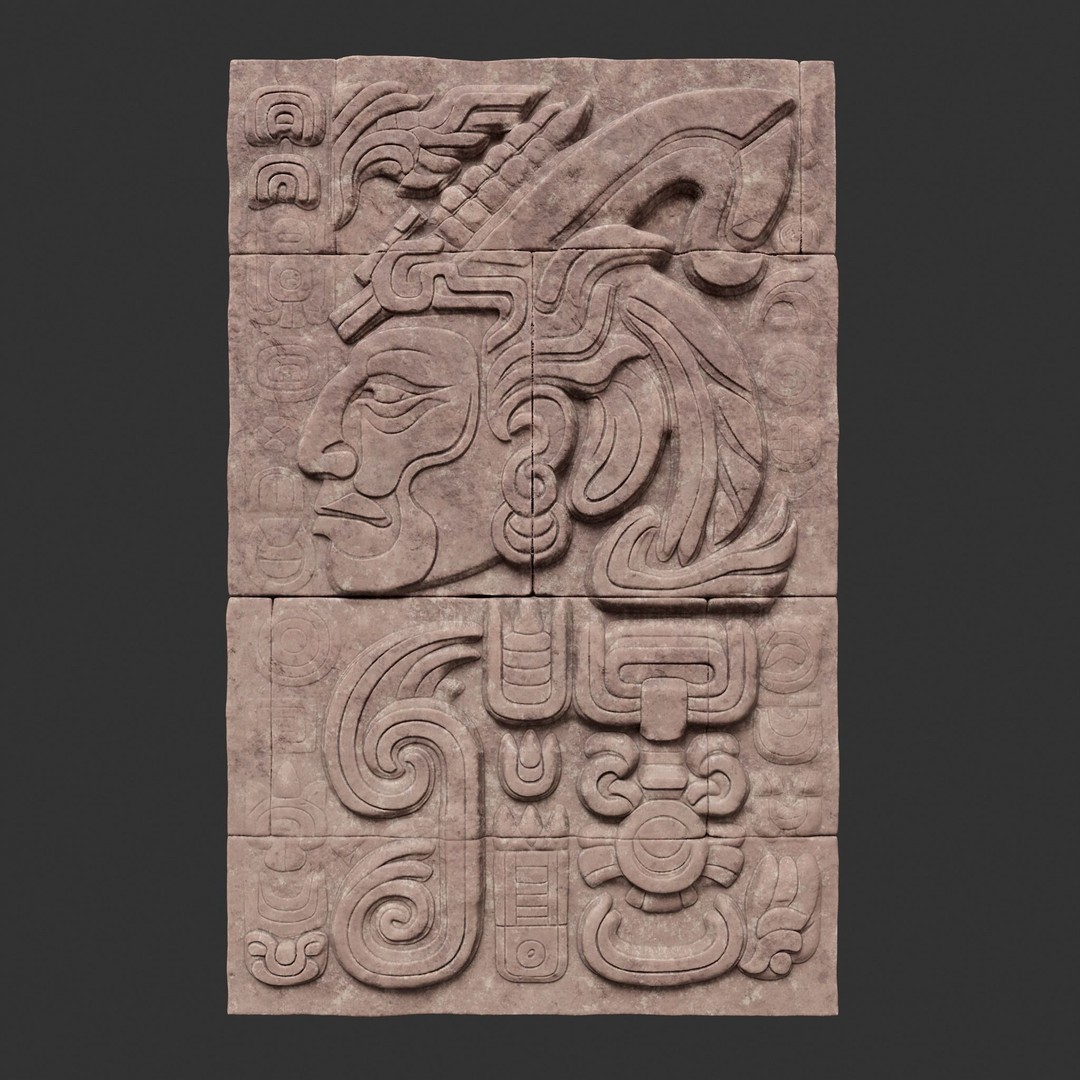 Mayan Temple Wall 3D Model – Low Poly Architectural Asset, FBX - View 10