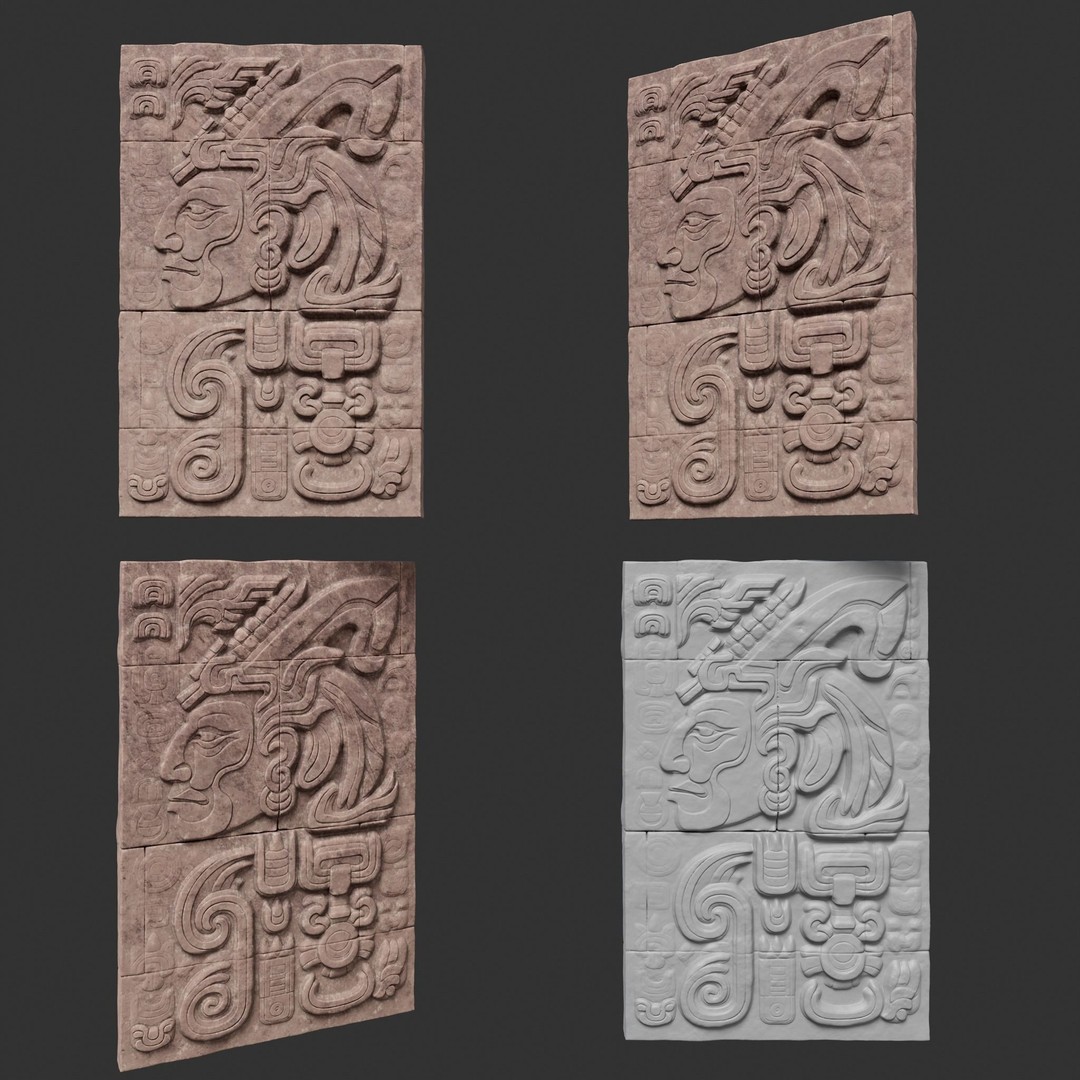 Mayan Temple Wall 3D Model – Low Poly Architectural Asset, FBX - View 11