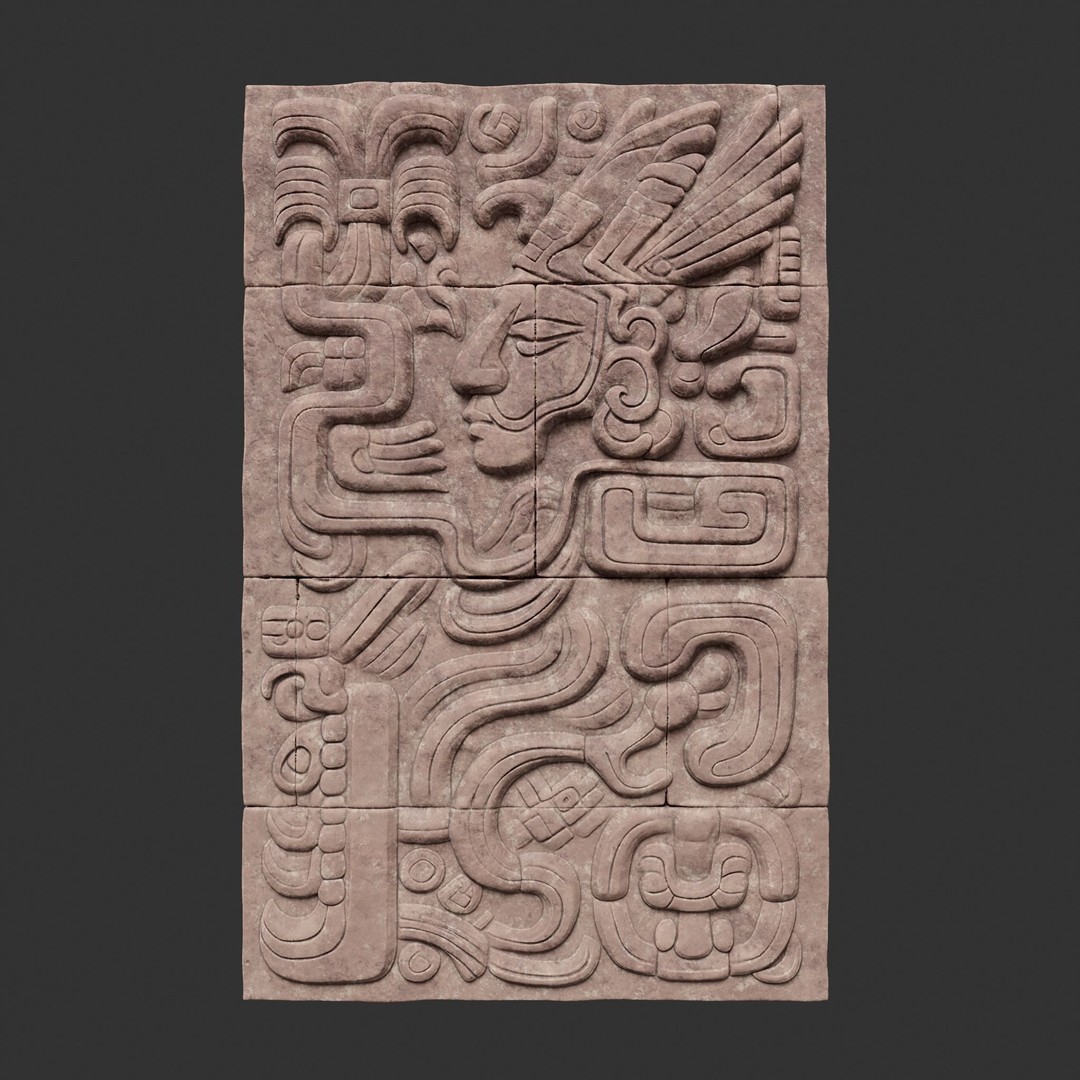 Mayan Temple Wall 3D Model – Low Poly Architectural Asset, FBX - View 12