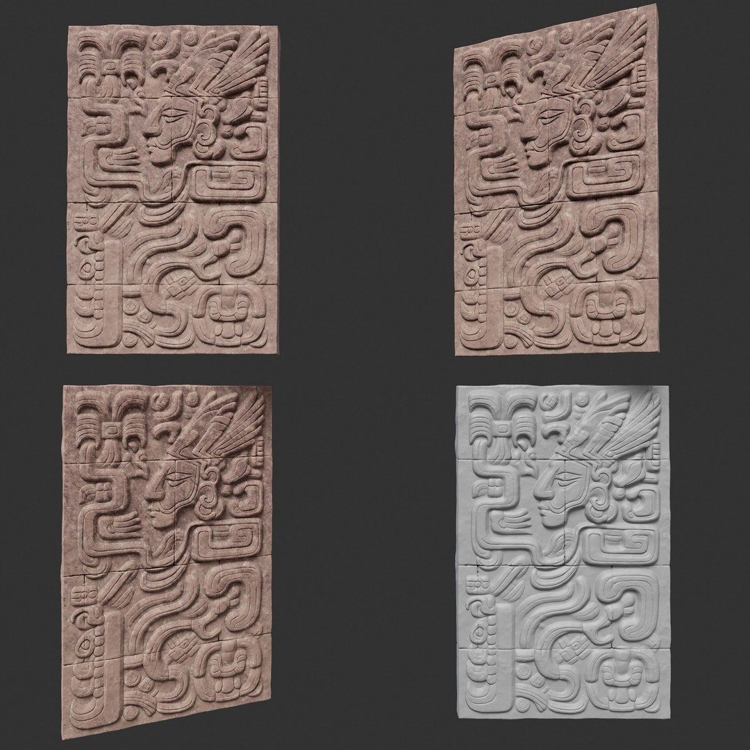 Mayan Temple Wall 3D Model – Low Poly Architectural Asset, FBX - View 13