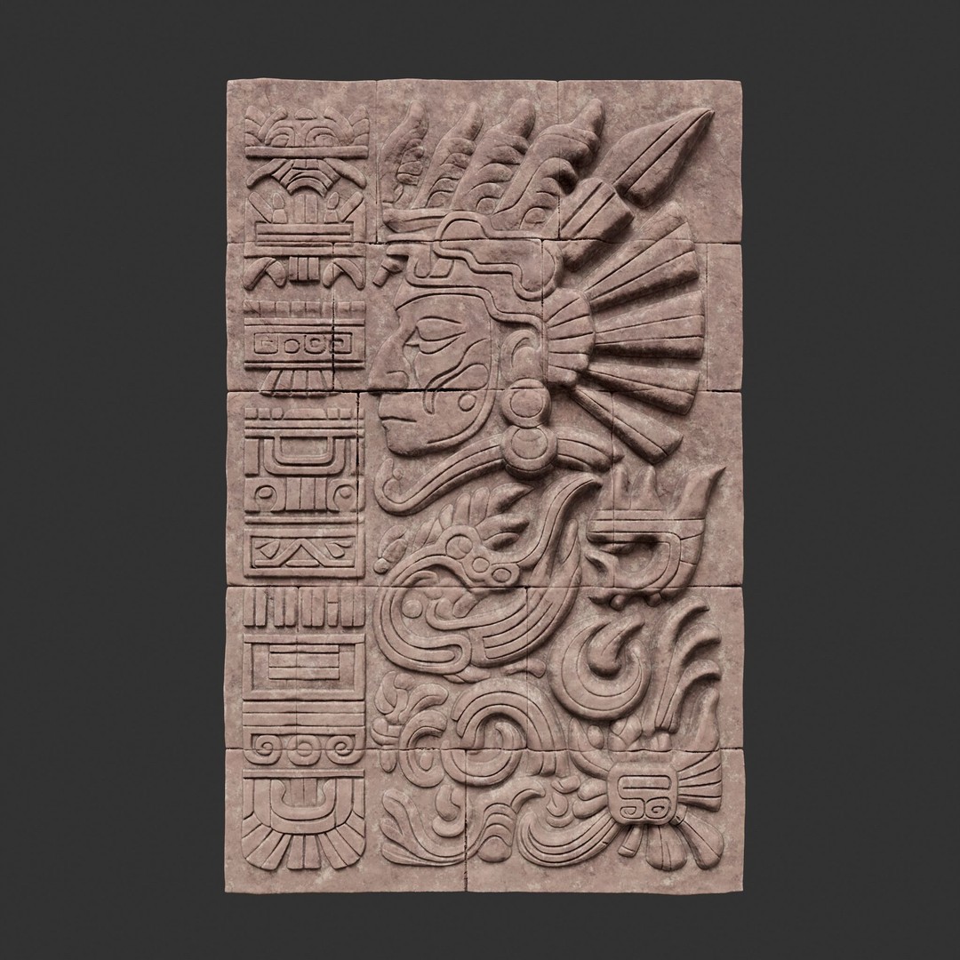 Mayan Temple Wall 3D Model – Low Poly Architectural Asset, FBX - View 14