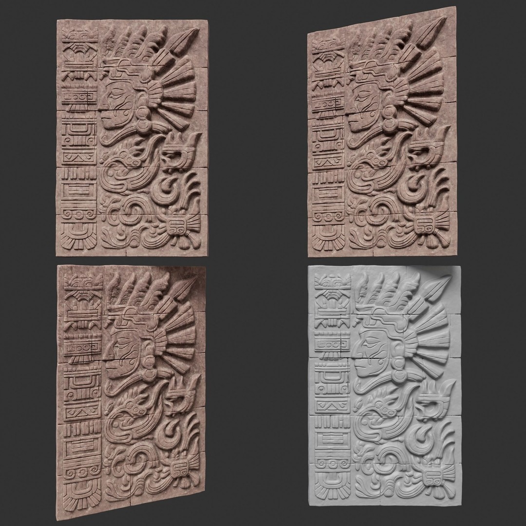 Mayan Temple Wall 3D Model – Low Poly Architectural Asset, FBX - View 15