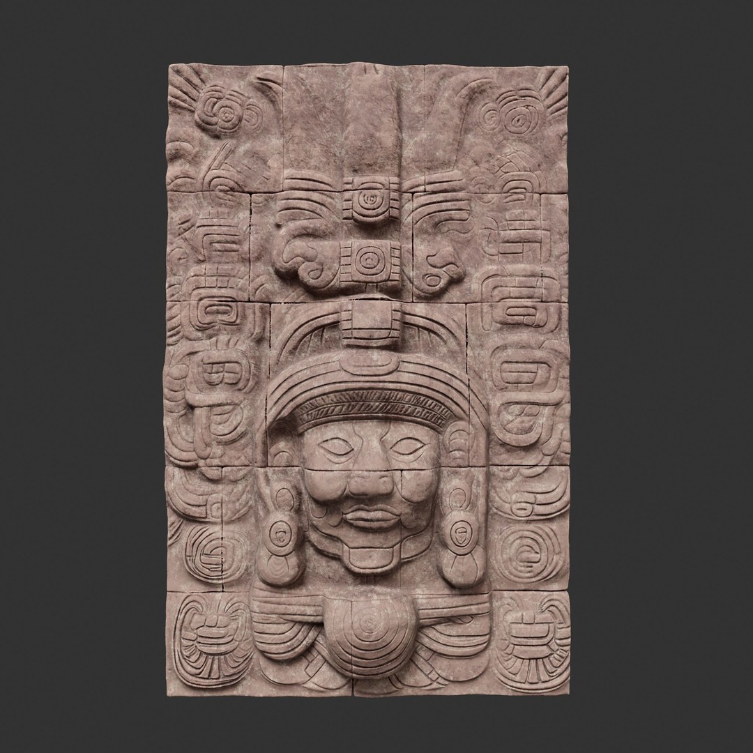 Mayan Temple Wall 3D Model – Low Poly Architectural Asset, FBX - View 16
