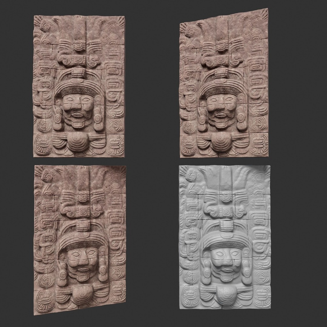 Mayan Temple Wall 3D Model – Low Poly Architectural Asset, FBX - View 17